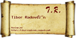 Tibor Radován névjegykártya